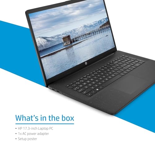 Image of HP 17 Laptop (17.3 inch HD+ BrightView, Intel 10-Core i7-1355U, 16GB RAM, 512GB SSD, Narrow Bezel) for Business, Enterprise, Students, Long Battery Life, Wi-Fi, Webcam, Fast Charge, IST Mouse, Win 11 Home