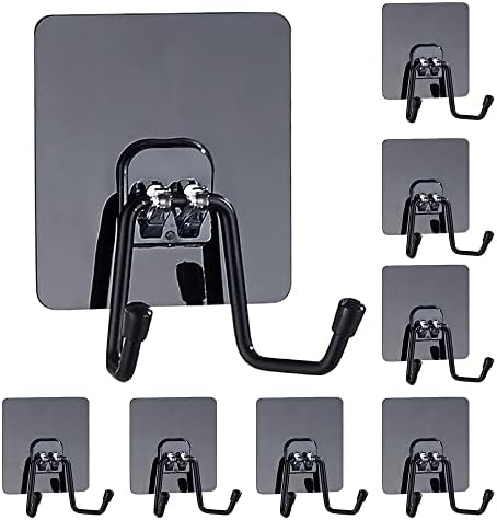 DASITON Large Adhesive Hooks 22Ib(Max) Utility Hooks Double Hook Towel and Coats Hooks,for Home Kitchen Bedroom Bathroom Office Ceiling (8Pack)