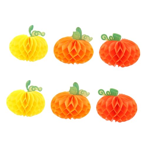 LOLIPPYY 6 Piezas Bolas Panal de Papel Decorativas Calabaza Halloween Colgantes Colores para Fiesta Temática Ligera y Creativa