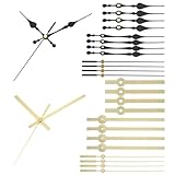 PATIKIL Ersatzzeigersatz, 10er-Set Ersatzzeigersätze Uhrwerk Aluminium Wanduhrzeiger Teile für Wanduhrreparatur DIY, Schwarz, Gold, A13/A14