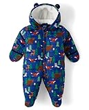 The Children's Place,Baby Boys,and Newborn Fleece Hoodie Zip Front Bunting Snowsuit,Galactic,6 Months,9 Months