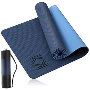 KK Yoga Mat, Non Slip Exercise Mat Black, Extra Grip TPE Eco Friendly Workout Mat with convenient Carry Bag. Fitness Mat for women and men for Yoga, Pilates. 6mm (¼ inch) thickness