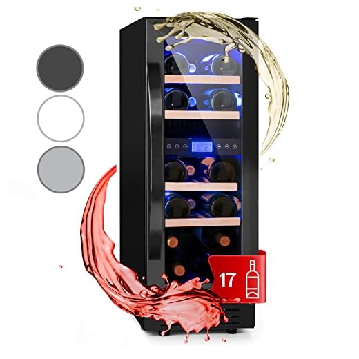 KLARSTEIN Cantinetta Vino Design da Incasso, Refrigerata a Zona Doppia per Vino Rosso, Bianco e Birra, Frigo per Esterno/Interno, 53L, 17 Bottiglie
