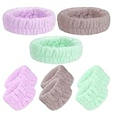 SAVITA 9 Pcs Spa Headband Wrist Washband Set, Soft Microfiber Spa Facial Makeup Headbands, Facial Headband Wrist Sweatband, Washing Face Band for Makeup Bath Women Girls (Light Brown, Green, Purple)