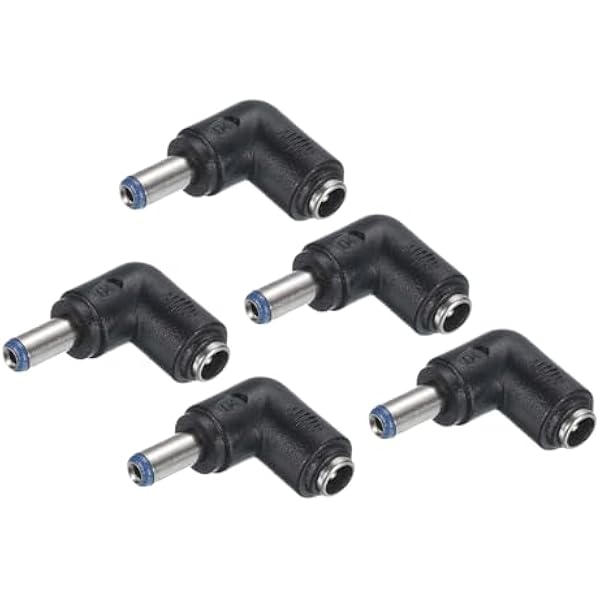 QUARKZMAN Adapter złącza zasilania DC, 5 szt. żeńskie gniazdo 5,5 mm x 2,1 mm kąt 90 stopni na męski wtyczka 5,5 mm x 2,5 mm konwerter sprzęgający