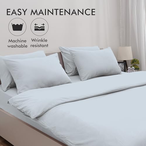 Novo Home Single Duvet Cover Set Blue Grey - Soft Microfibre Quilt Cover with 1 Pillowcase - Image 3