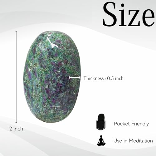 Image of Certified Ruby Fuchsite Crystal Palm Pebbles Stones for Anxiety Stress Relief Massage - AAA Grade Original Healing Gemstone Agate Palm Stone for Yoga Meditation Spiritual Reiki Feng Shui