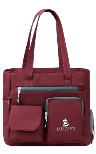 Image of Lusive's Double Pocket Handbag for Women: Stylish, Ideal Companion for Work, Travel, Polyester Material, Spacious 10-liter Capacity, 6 Pockets.
