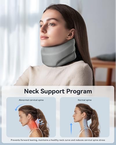 neck brace cervical collar - neck support brace for sleeping soft foam wraps keep vertebrae stable and aligned for relief of cervical spine pressure gray medium126-158 inch
