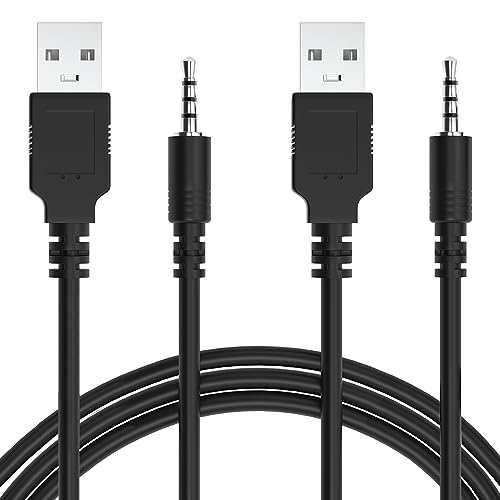 Warmstor 2-Pack 3.3-Feet USB 2.0 Type A Male to 3.5mm AUX Male Charging Cable Charge Cord for MP3 MP4 Players, Headphones, Speakers, Watches, Boombox