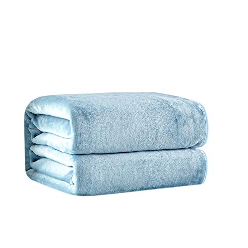 Couverture lit double en molleton corail bleu-gris 120x200cm pour chambre à coucher