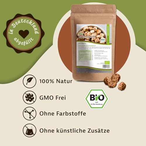 Mynatura Bio Erdmandeln | ganze Nuss | Nüsse | gesunde Fette | Bioprodukt | Kuchen | Muffins | Bowl | Frühstück (1x1000g)