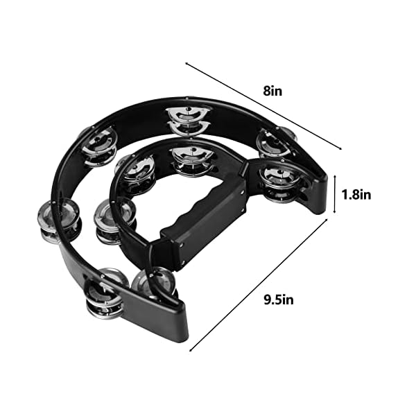 Tambourine Double Row Metal Jingles Bell Hand Held Percussion Half Moon