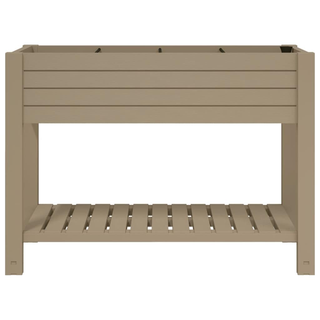 Jardinera de jardín elevada de polipropileno marrón claro 110 x 45 x 79 cm con sistema de autorriego y trama de madera sintética, diseño práctico para patio y balcón, amplio