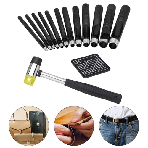 Perforatrice pour cuir en acier robuste avec son marteau - 3