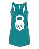 Women's Kettlebell Skull C6 Teal Triblend Racerback Tank Top Medium Teal