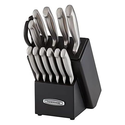 Farberware Self-Sharpening 13-Piece Knife Block Set with EdgeKeeper Technology, Black -