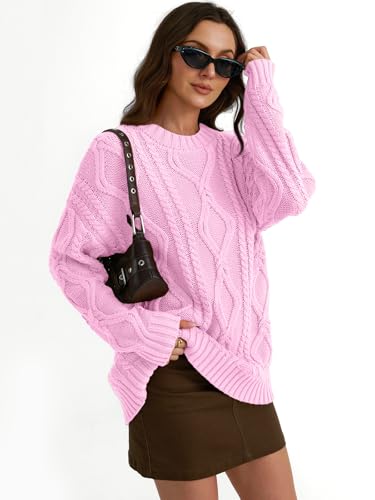 Image of Trendy Queen Women's Oversized Cable Knit Crewneck Sweaters