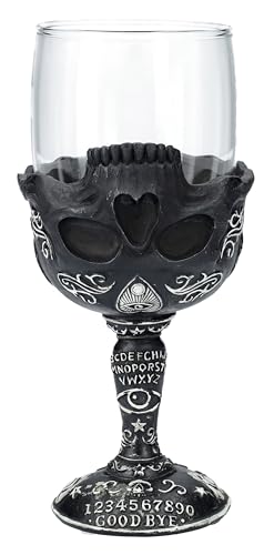 Image of Pacific Giftware Spirit Board Glass Goblet Gothic Skull Ouija Goblet for Dark Rituals, Wicca, and Halloween Drinkware