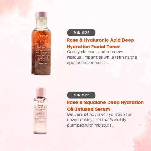 Fresh Rose Deep Hydration Trio - Rose Hydration Face Cream, Rose Oil Serum, Rose Toner #TOP3