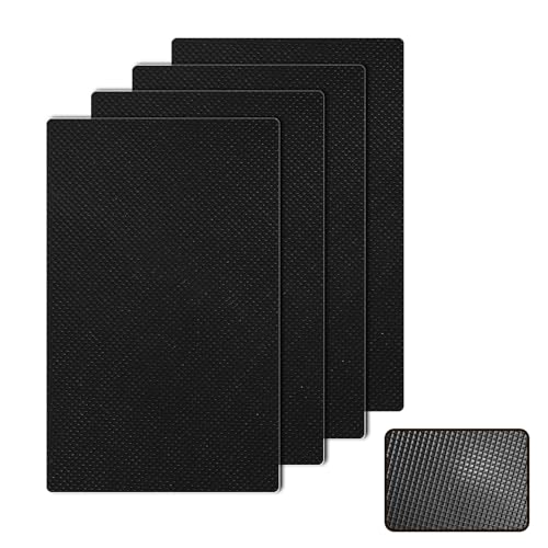4 PCS Enhanced Cuttable Rubber Grip Tape Ultra-Thin Strong Adhesive Non-Slip Sheets Waterproof Anti-Vibration Heat Resistant Pads for DIY Handles/Surfaces/Floor Crafts/Home/Car (Black)