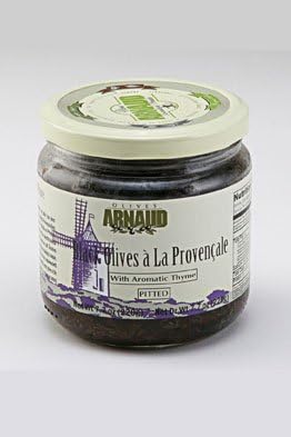 Arnaud Black Olives a La Provencale with Aromatic Thyme, Pitted, 7.7 oz.