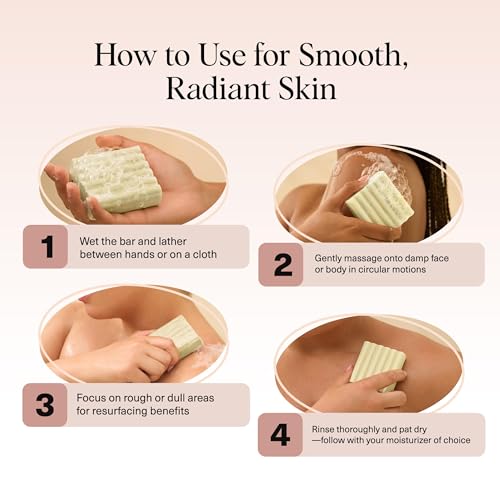 Image of Kitsch Glycolic Acid Face & Body Wash Bar - Resurfacing Bar Soap with Shea Butter for Smoother, Brighter Skin - Gentle Soap & Body Wash Women & Men Love - Cucumber & Eucalyptus Scent Bath Soap - 4 oz