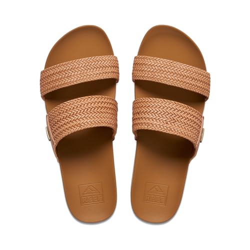 Image of REEF Vista Braid II Women's Fashion Slide Sandal, Vegan Leather Strap, Ultra Soft Cushion Footbed