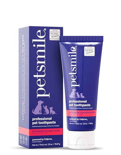 Petsmile Professional Pet Toothpaste for Cats & Dogs – Only VOHC Accepted Toothpaste – Clinically Proven to Control Plaque & Tartar Calprox Formula (Rotisserie Chicken, 2.5 Oz)