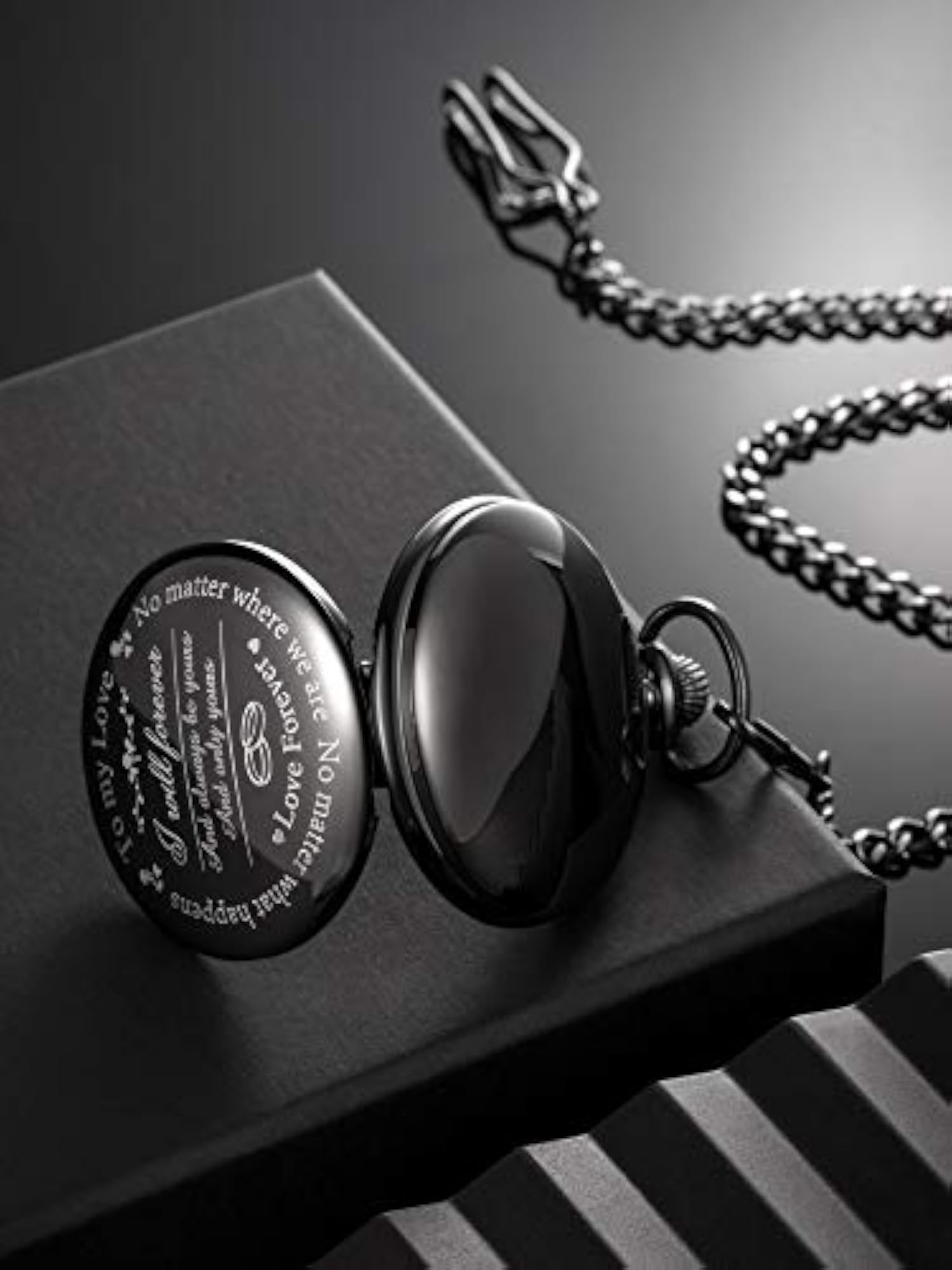 Engraved Pocket Watch Gift for Husband or Boyfriend, Love Message