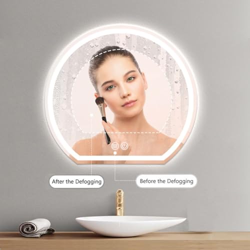 Miroir décoratif mural en demi-cercle LED chic 60 et 70 cm