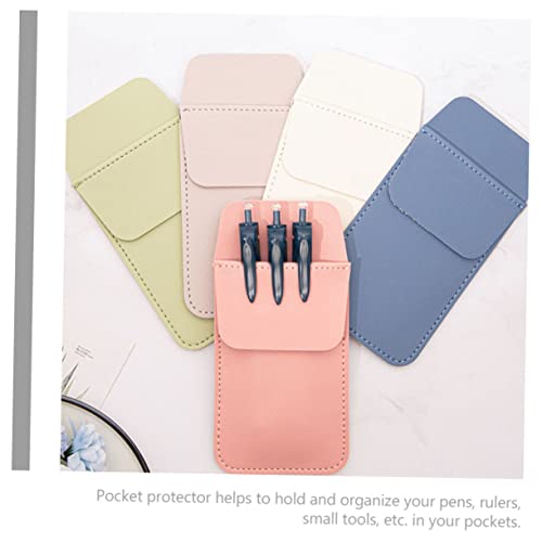 EXCEART Pink Pu Leather Pocket Protector Pen Organizer for Nurses - Pencil Pouch with Clips for Shirt Pocket - Image 4