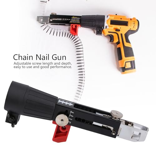 Miniatura 8 de Adaptador De Pistola De Clavos De Cadena, Equipo De Ajuste De Tornillo De Taladro Eléctrico Automático, Kit De Pistola De Clavos De Cadena Automática Herramienta De Carpintería Para Tablero De Yeso Te