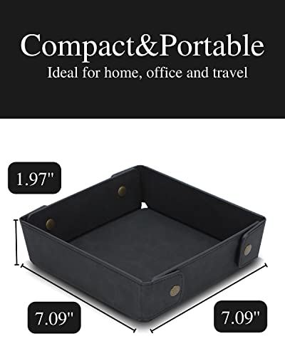 Image of CASIRENA Faux Leather Valet Tray Organizer for Men - Catch-All Tray for Entryway Table Key, Wallet, Watch, Coin Change, Phone, Dresser EDC Dump Jewelry, Bedside Nightstand Desk-top