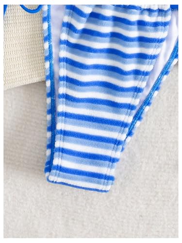 Image of GORGLITTER Women's Striped High Waisted Bikini Sets Cute Cheeky Triangle String Thong Swimsuit Bathing Suit 2 Piece