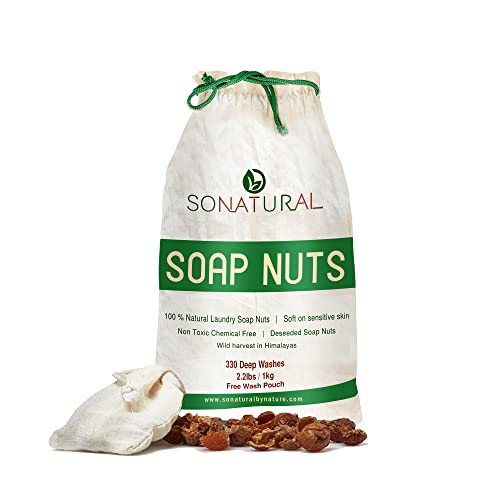Sonatural Organic Soap Nuts Deseeded 1Kg/2.2Lbs (330 Loads) With 1 Wash Bag, Eco-Friendly Soap Nuts Laundry Detergent Highly Effective, Non-Toxic, Chemical & Fragrance-Free Organic Soap Berries #TOP20