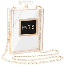 WJCD Clear Purses for Women Paris Perfume Shaped Clear Purse Evening Bags Vintage Banquet Handbag