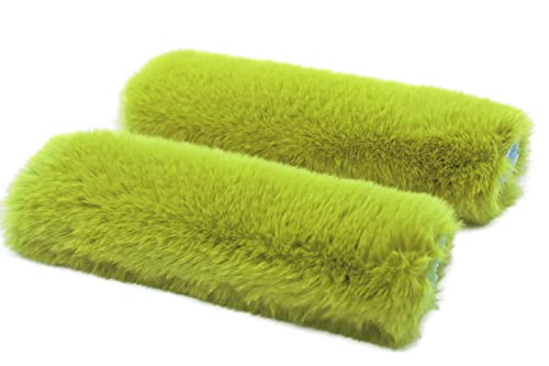 Pinbola 5Pcs In 1 Set Faux Wool Steering Wheel Cover Soft Fluffy Handbrake Cover & Gear Shift Cover & 2Pcs Seat Belt Shoulder Pads Warm Universal Fit For 15 Inch (Yellow) #TOP2