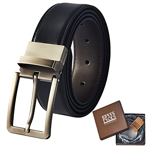 BRASS TACKS Leathercraft Ceinture Homme,Ceinture en Cuir pour Homme Fait à la Main (36 '' - 38 '' Taille Ajustable) Cover