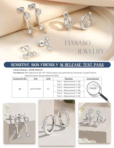 FIASASO Sterling Silver Earrings for Women Trendy 3 Pairs Hypoallergenic Stud Hoop Cartilage Earrings Set Small 925 Earring Stacks Cute Studs Huggie Earring Dainty Silver Jewelry for Sensitive Ears Non Tarnish3