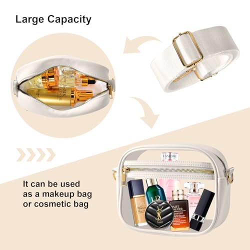 Image of Fibrdoo Clear Bag Stadium Approved, Leather Clear Crossbody Purse Bag for Concerts Sports Events Festivals