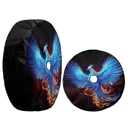 Image of Delerain Spare Tire Cover with Backup Camera Hole Blue Bird Wheel Covers Waterproof Dust-Proof UV Sun Universal Fit for RV Trailer RV SUV Truck (18 Inch for Diameter 32 inch-34 inch)