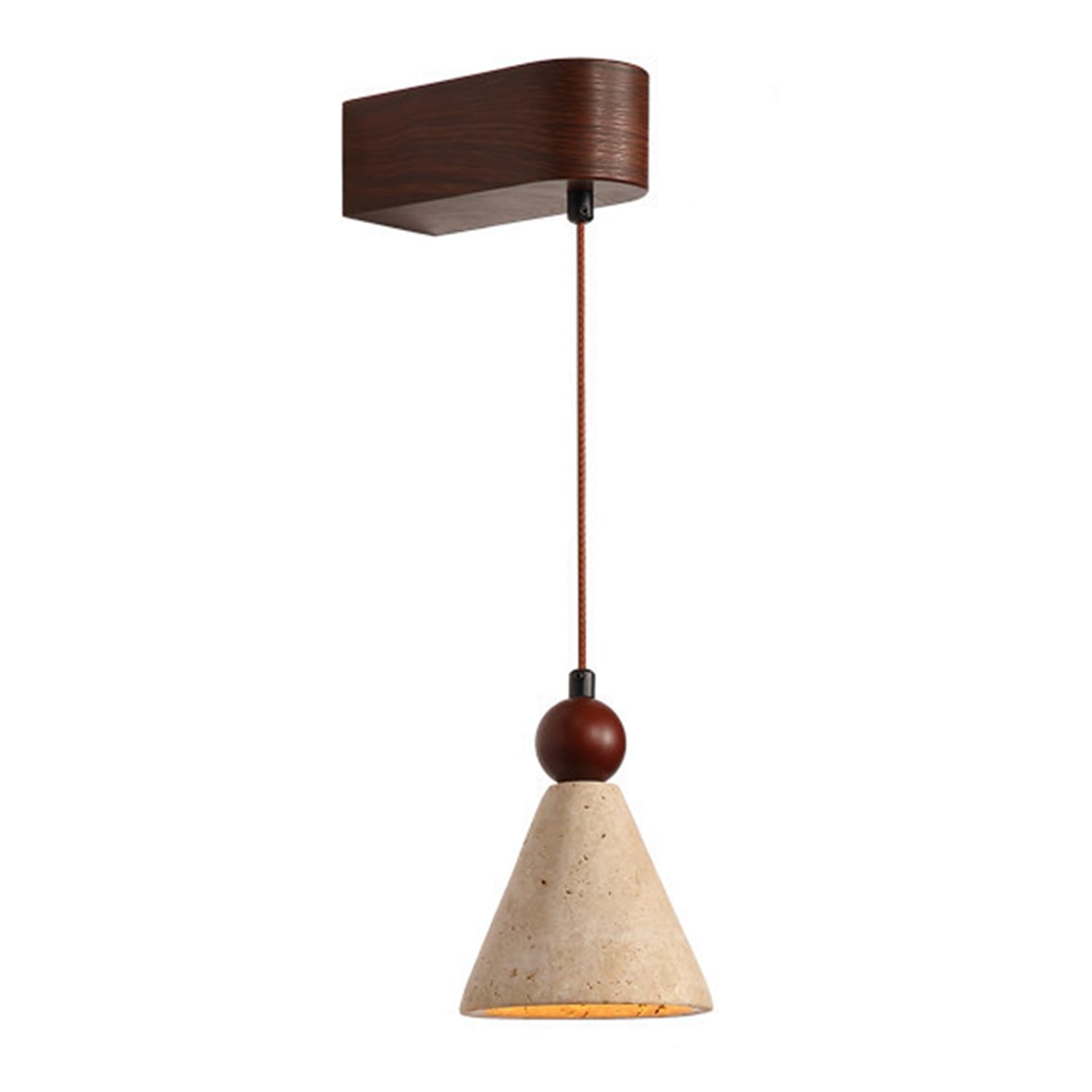 Lampada da parete in travertino in legno artistico