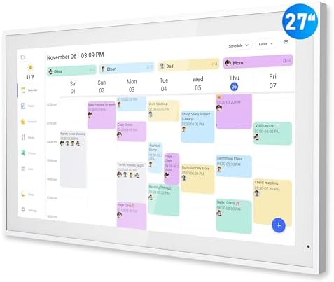 Digital Calendar – 27 Inch Electronic Wall Calendar & Chore Chart, Smart Family Organizer with Interactive Touchscreen Display, Wall Mount in Portrait or Landscape