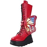 GLDNTM Women's Gothic Butterfly Wing Platform Boots...