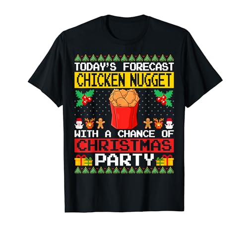 Chicken Nugget Christmas Party Chicken Nugget Lover Xmas Maglietta