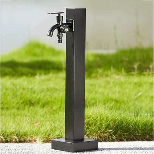 Columna de Agua Grande para jardín con Grifo Independiente, Doble Salida e Interruptor, Base Cuadrada, fácil instalación para Exteriores, Ideal para Jardines y Patios.