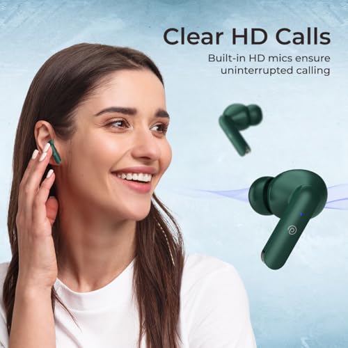 Image of pTron Basspods P81 in-Ear Wireless Earbuds, Pristine Sound, 32Hrs Playtime, Clear Calls TWS Earbuds, Bluetooth V5.1 Headphone, Type-C Fast Charging, Voice Assist & IPX4 Water Resistant (Green)