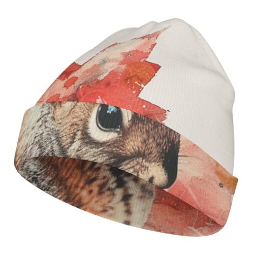 Canada Maple Leaf SquirrelChildren's Warm Knitted Hat, Suitable for All Seasons and Daily Wear