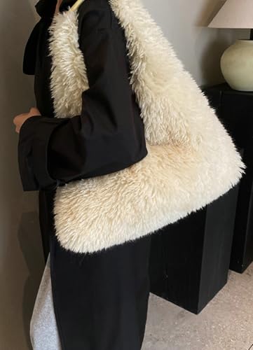 Women Faux Fur Hobo Shoulder Bag Y2K Furry Tote Handbag Large Fluffy Underarm Purse Soft Cute Plush Clutch2